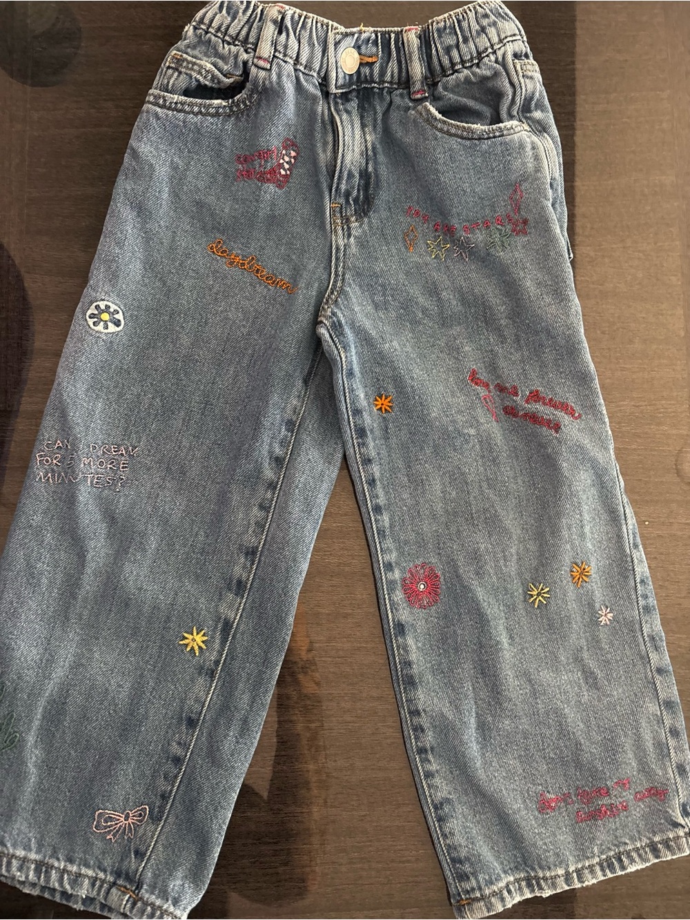 Zara wide leg embroidered jeans 4/5